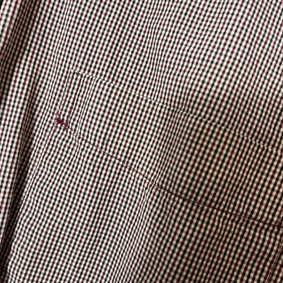 Men’s CONSENSUS 80’s Two Ply Cotton Burgundy Plaid Button Down Dress Shirt XLT - Picture 3 of 6
